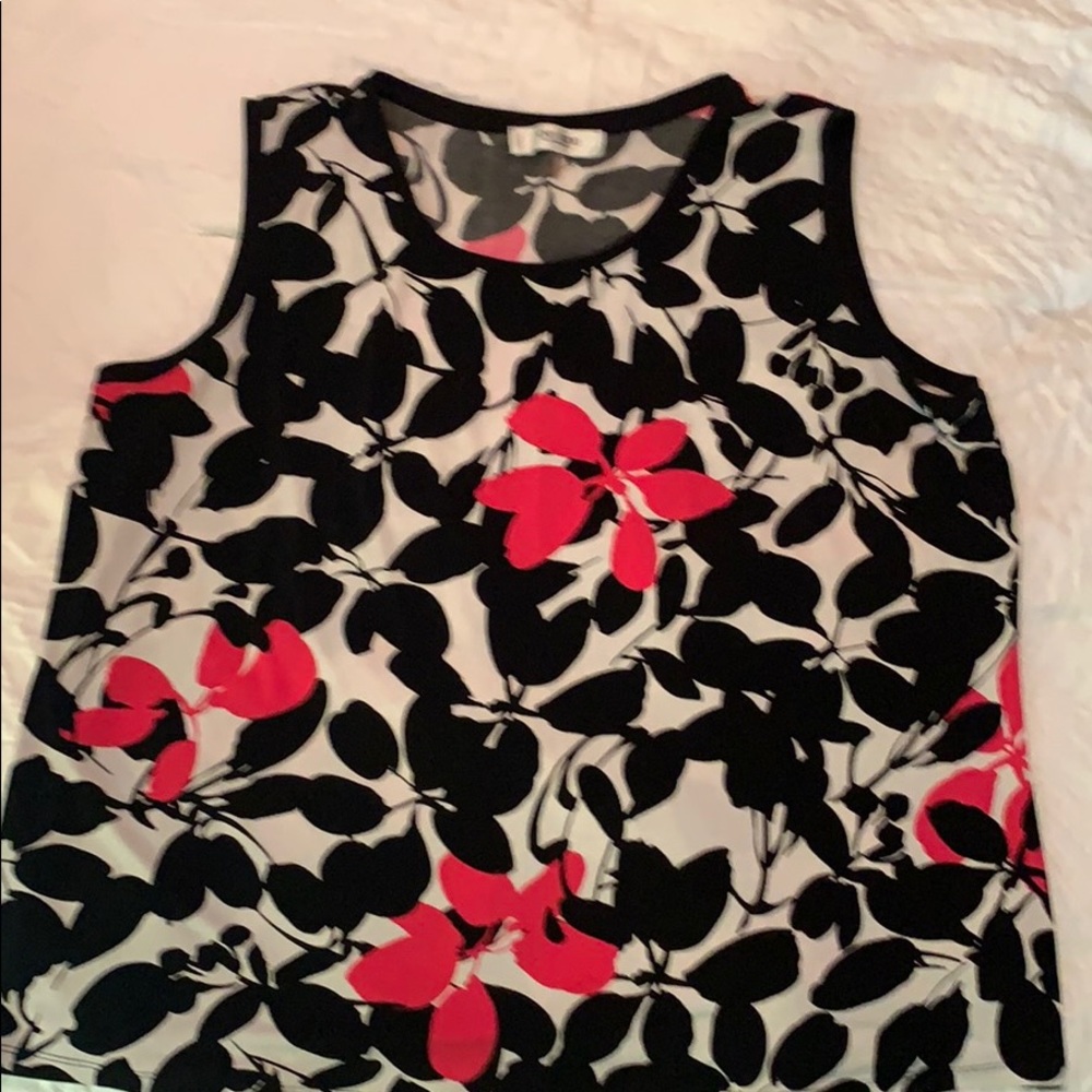 Dress Blouse - black and hot pink flowers